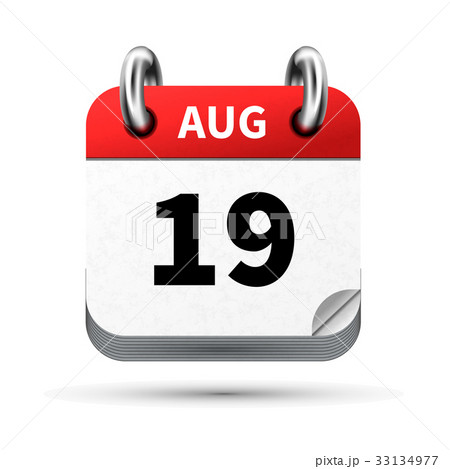 icon of calendar with 19 august date on white 33134977