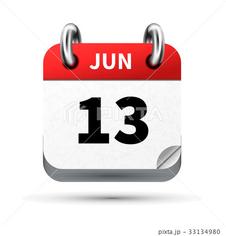 icon of calendar with 13 june date on white 33134980