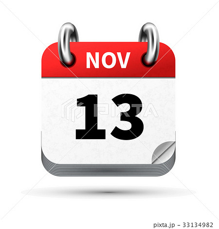 icon of calendar with 13 november date on white 33134982