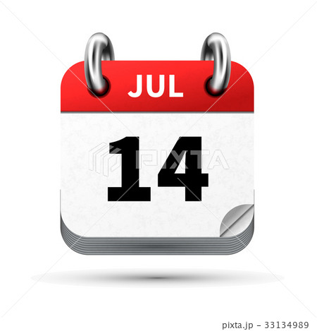 icon of calendar with 14 july date on white 33134989