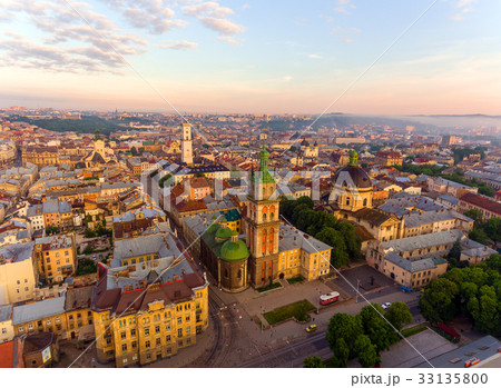 Lviv City, Ukraine. Panorama of the ancient city. 33135800