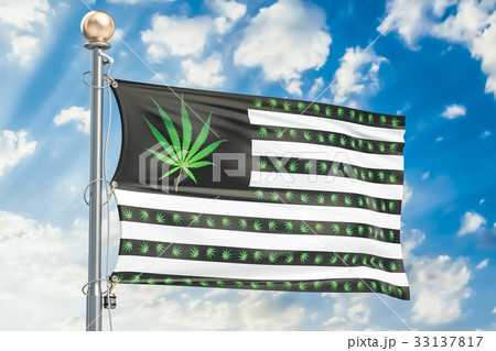 Legalization of cannabis in US concept. USA flag Legalization of cannabis in US concept. USA flag 33137817