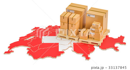 Shipping and Delivery from Switzerland concept Shipping and Delivery from Switzerland concept 33137845