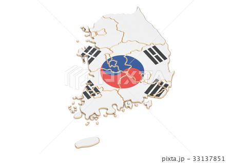 South Korea map closeup, 3D rendering 33137851