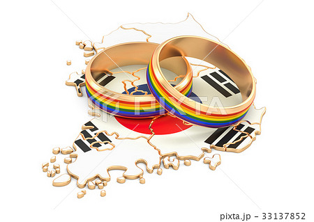 South Korea map with LGBT rainbow rings 33137852