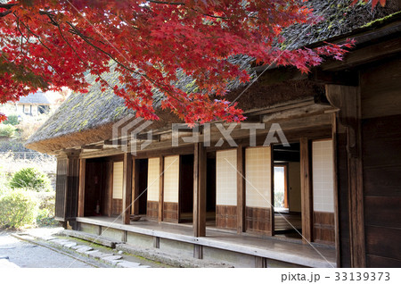 合掌造りと紅葉 33139373