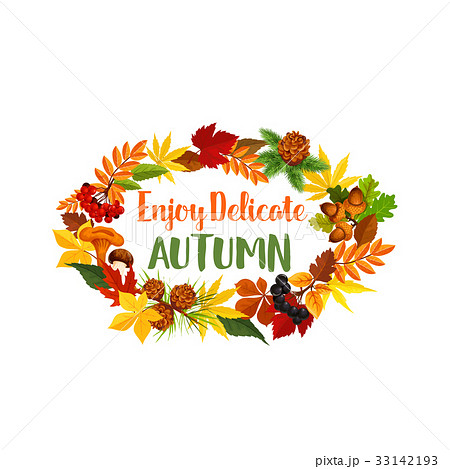 Autumn seasonal harvest vector greeting poster 33142193