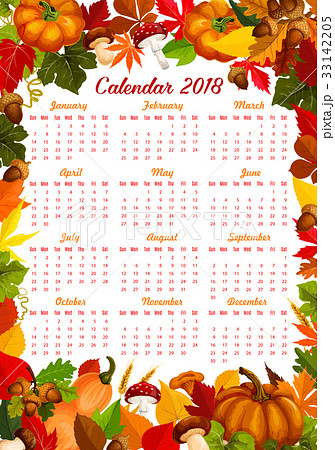 Autumn harvest fall vector 2018 calendar Autumn harvest fall vector 2018 calendar 33142205