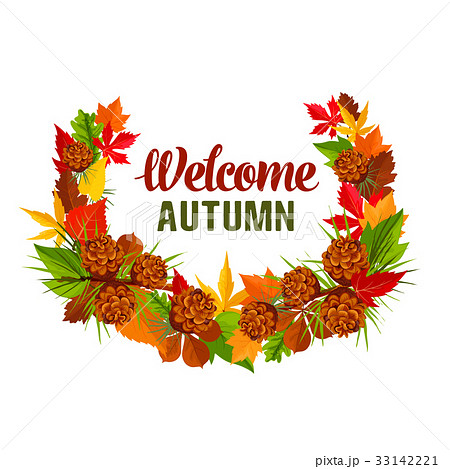 Autumn time vector hello fall greeting poster 33142221