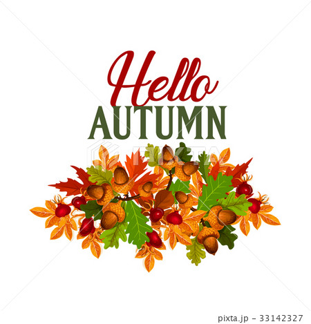 Autumn seasonal maple leaf foilage vector poster Autumn seasonal maple leaf foilage vector poster 33142327