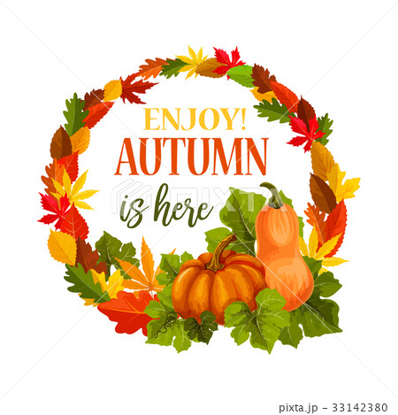 Autumn vector pumpkin harvest leaf greeting poster 33142380