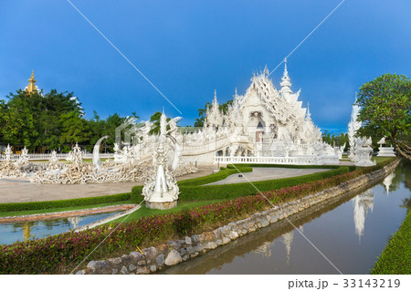 Wat Rong Khun The White Abstract Temple and pond 33143219