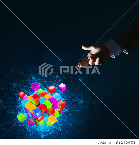 Idea of new technologies and integration presented by cube figure 33145401