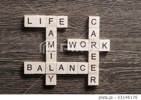 Conceptual business keywords on table with elements of game making crossword 33146176