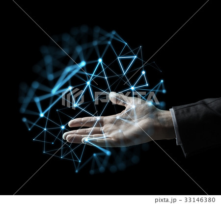 businessman hand with virtual network projection 33146380