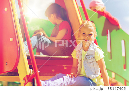happy kids on children playground happy kids on children playground 33147406