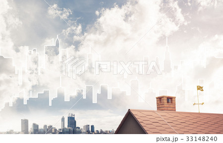 Concept of real estate and construction with drawn silhouette on Concept of real estate and construction with drawn silhouette on 33148240