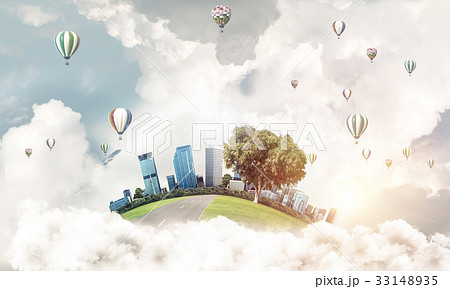 Concept of eco green life as elegant business center on white cl Concept of eco green life as elegant business center on white cl 33148935
