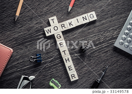 Conceptual business keywords on table with elements of game maki 33149578