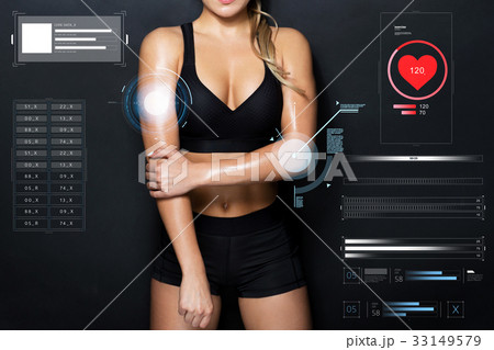 close up of woman in black sportswear posing close up of woman in black sportswear posing 33149579