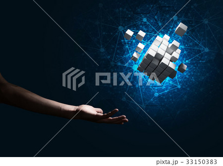 Idea of new technologies and integration presented by cube figure 33150383