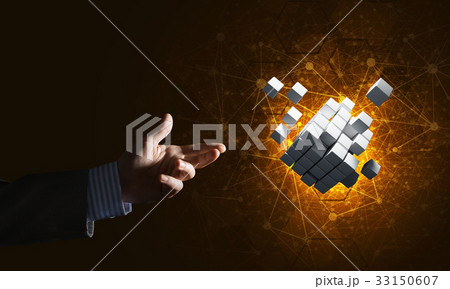 Idea of new technologies and integration presented by cube figure 33150607
