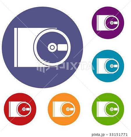 DVD drive open icons set 33151771