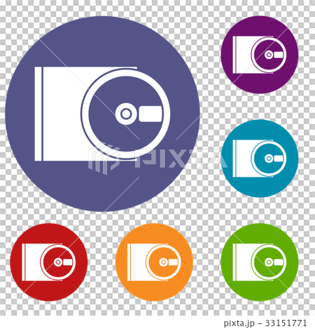 DVD drive open icons set 33151771