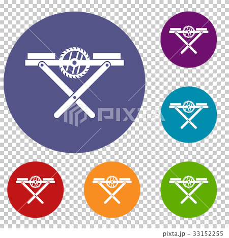 Power saw bench icons set 33152255
