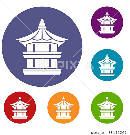 Traditional korean pagoda icons set 33152261