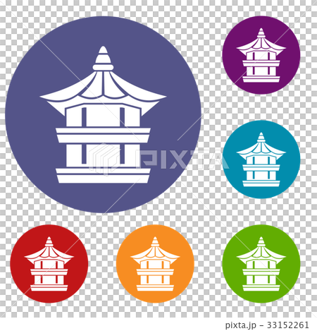 Traditional korean pagoda icons set 33152261