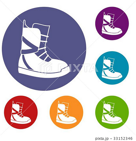 Boot for snowboarding icons set 33152346