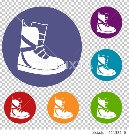 Boot for snowboarding icons set 33152346