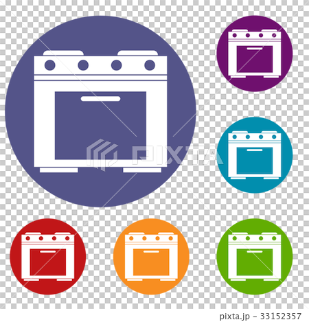 Gas stove icons set 33152357