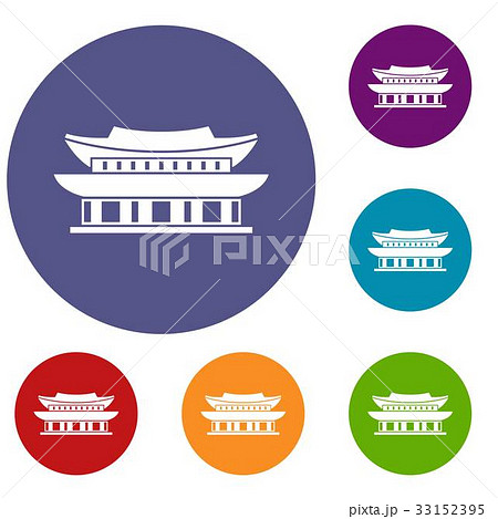 Gyeongbokgung palace, Seoul icons set Gyeongbokgung palace, Seoul icons set 33152395