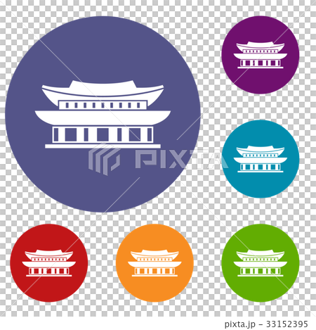 Gyeongbokgung palace, Seoul icons set Gyeongbokgung palace, Seoul icons set 33152395