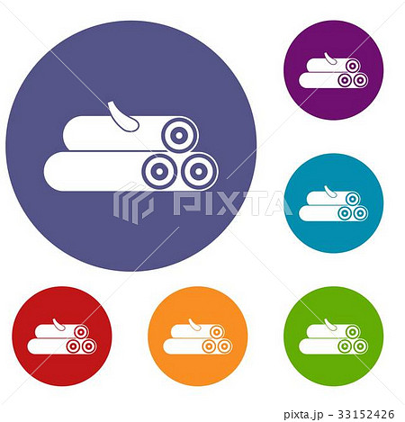 Wooden logs icons set 33152426
