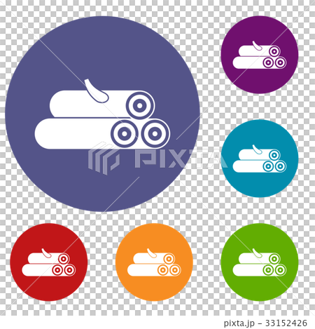 Wooden logs icons set 33152426