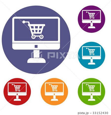 Purchase at online store through computer icons 33152430