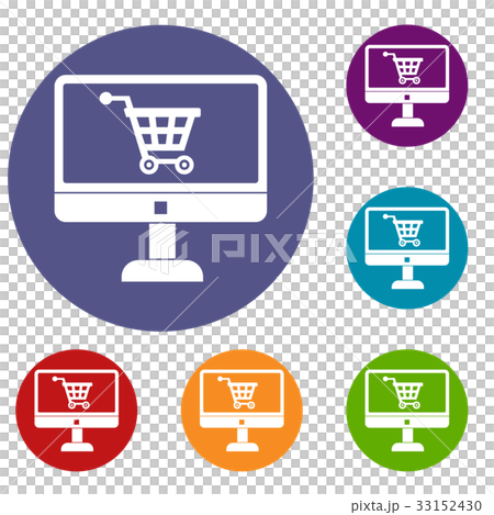 Purchase at online store through computer icons 33152430