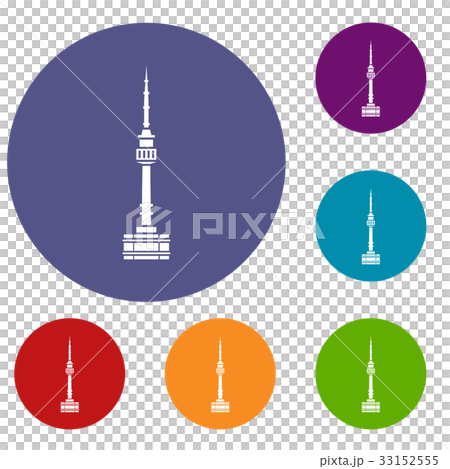 Namsan tower in Seoul icons set Namsan tower in Seoul icons set 33152555