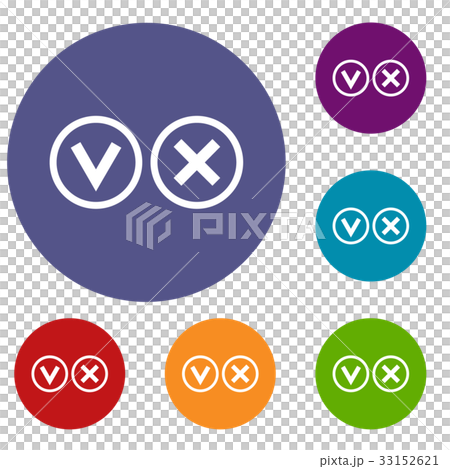 Signs of choice of tick and cross icons set 33152621
