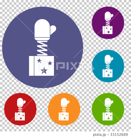 Hand on spring in box icons set Hand on spring in box icons set 33152689