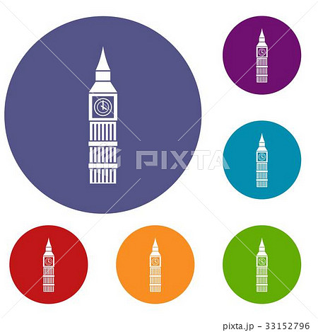 Big Ben clock icons set 33152796