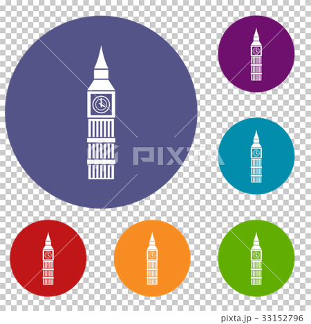 Big Ben clock icons set 33152796