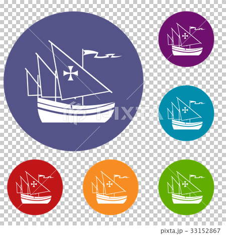 Ship of Columbus icons set 33152867