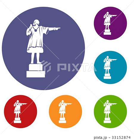 Columbus monument icons set 33152874