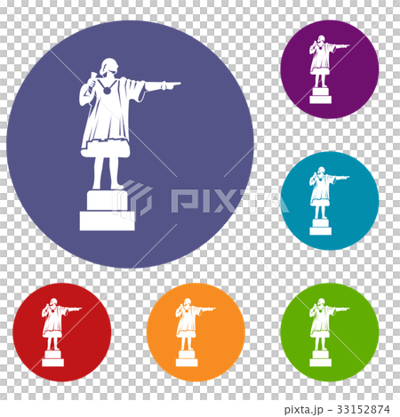 Columbus monument icons set 33152874