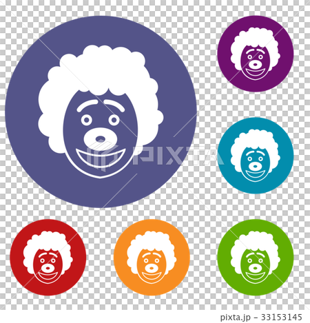 Clown head icons set 33153145