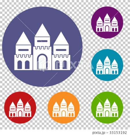 Children house castle icons set Children house castle icons set 33153192